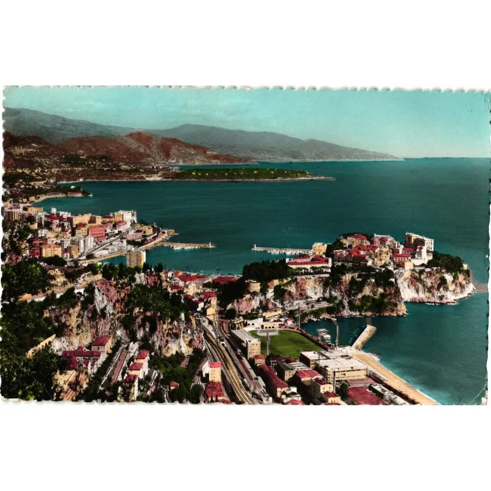 Vintage Postcard 1806 Monaco Monte Carlo Vue Generale 1964 Postmark Color Aerial - Picture 1 of 2